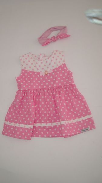 Vestido Bolinha Branco e Rosa - Tamanho G