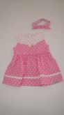 Vestido Bolinha Branco e Rosa - Tamanho P